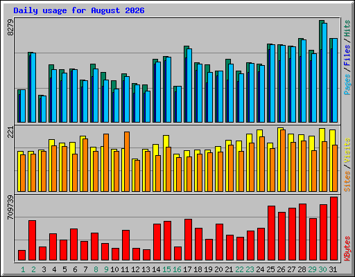 Daily usage for August 2026
